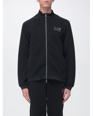 EA7 Sudadera Con Cremallera Y Cuello Alto Train Premium Label Con Logo En Contraste - Azul