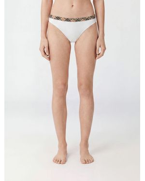 Burberry Vintage Check Nylon Low-Rise Bikini Bottoms - Natural