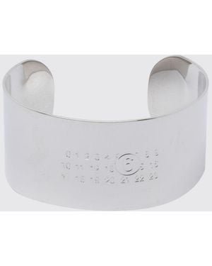 MM6 by Maison Margiela Brazalete Rígido De Latón Con Logo Numérico Grabado - Blanco