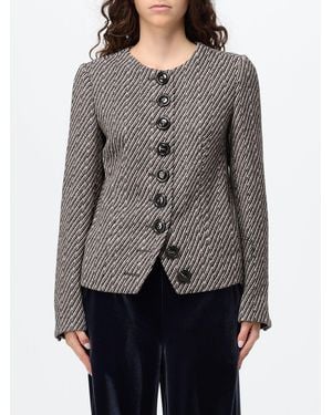 Emporio Armani Cropped Regimental Stripe Blazer - Grey