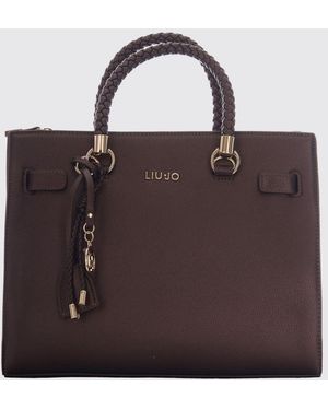 Liu Jo Synthetic Leather Handbag With Double Handle And Logo Charm - Brown