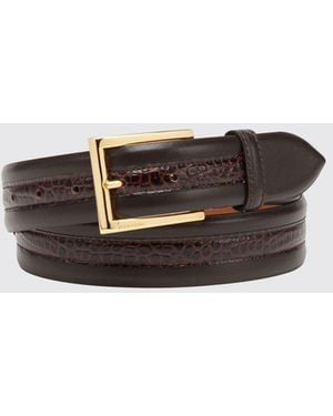 Billionaire Leather Belt With Crocodile Print Details - White
