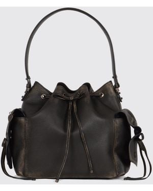 Acne Studios Aged Leather Bucket Bag - Black