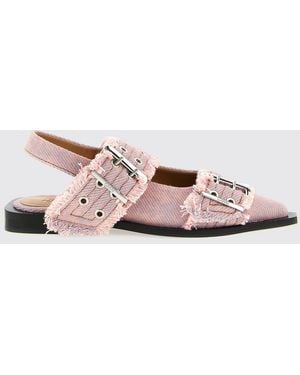 Ganni Organic Cotton Canvas Ballerinas - Pink