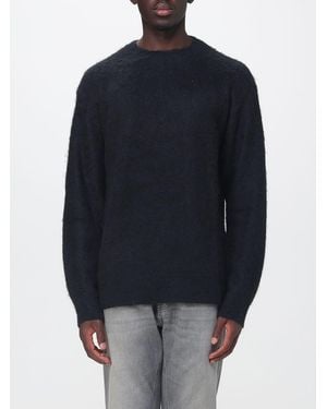 Laneus Slim Fit Wool Blend Crewneck Jumper With Long Sleeves - Blue