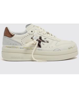 Premiata Zapatillas Micol De Piel Y Ante Con Suela De Plataforma - Blanco