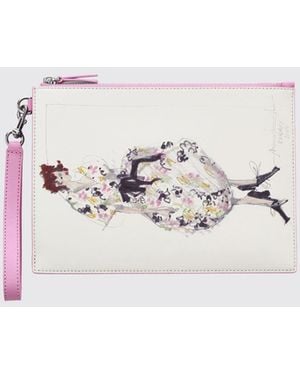 Marc Jacobs The Runway Illustration Leather Clutch With Graphic Print - White