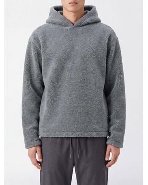 sunflower Relaxed Fit Wool Blend Knit Hoodie With Dropped Shoulders - Grey
