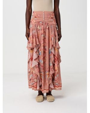 FARM Rio Floral Print Viscose Long Skirt - Pink