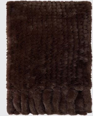 PINKO Geloso Polyester Scarf With Fringed Edges And Applied Logo - Brown