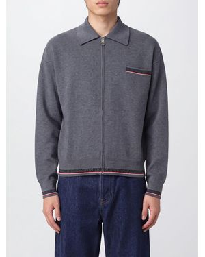 Versace Greca Pattern Wool Cardigan With Zip Closure - Blue