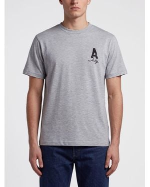Autry Contrast Logo Cotton T-Shirt - Gray