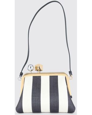 Jacquemus Striped Raffia Berlingot Clutch - White