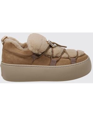 Roger Vivier Viv' Up Suede Trainers With Jewelled Buckle And Shearling Lining - Brown