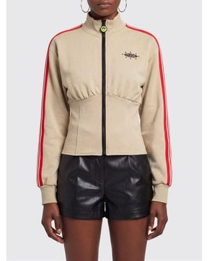 Barrow Cotton Zip Sweatshirt With Mock Neck And Contrast Bands - Blue
