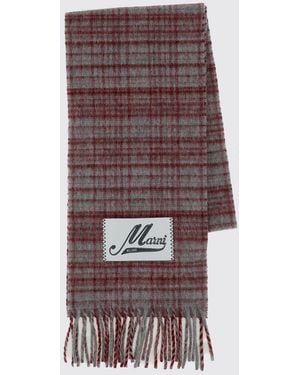 Marni Check-Pattern Virgin Wool And Alpaca-Blend Scarf With Logo Patch - Multicolor
