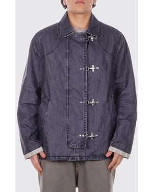 Fay Chaqueta 4 Ganci De Lona De Lino - Azul