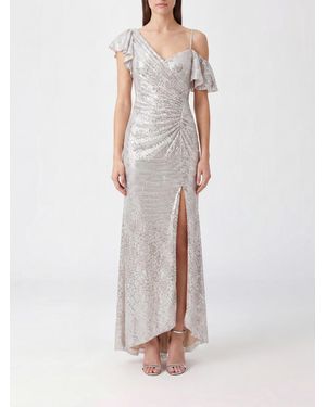 Self-Portrait One-Shoulder Rhinestone Long Evening Gown With Slit - White