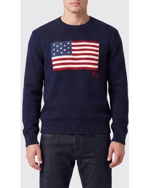 Polo Ralph Lauren Graphic Print Cotton Crewneck Jumper - Blue