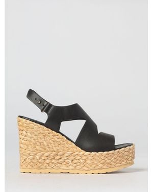 Paloma Barceló Leather Wedge Sandals - Brown
