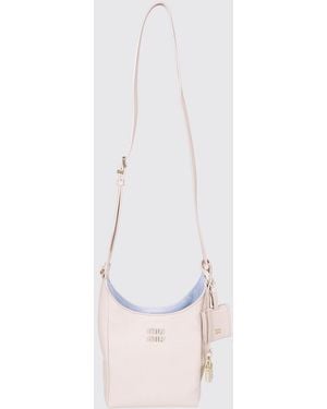 Miu Miu Hammered Calfskin Leather Shoulder Bag - White