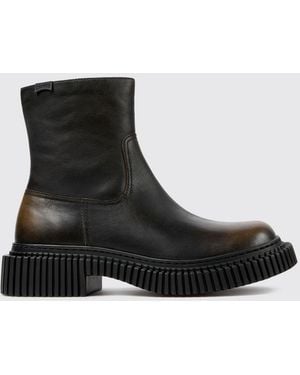 Camper Pix Berlin Aged Leather Ankle Boots With Xl Extralight Sole - Black