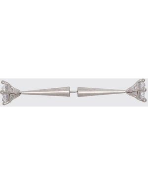 Panconesi Spina Chromed Brass Earring With Set Crystals - Metallic