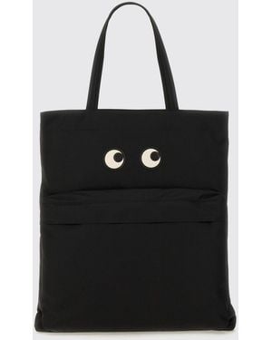 Anya Hindmarch Eyes Econyl Tote Bag With Graphic Print And Leather Double Handles - Black