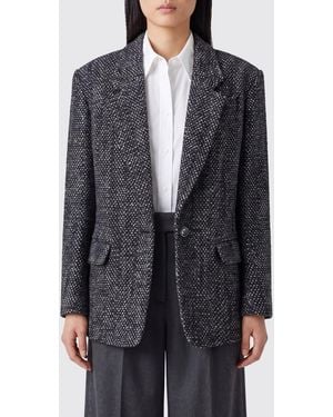 Isabel Marant Single-Breasted Cotton Blazer With Bicolor Abstract Pattern - Gray