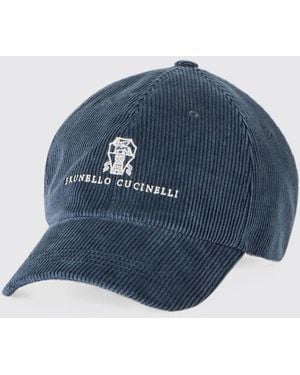 Brunello Cucinelli Cotton And Cashmere Corduroy Baseball Cap - Blue