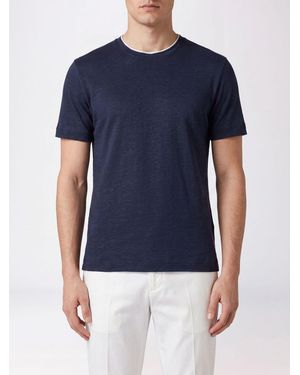 Eleventy Slim-Fit-T-Shirt Aus Reinem Leinen Mit Rundhalsausschnitt - Blau