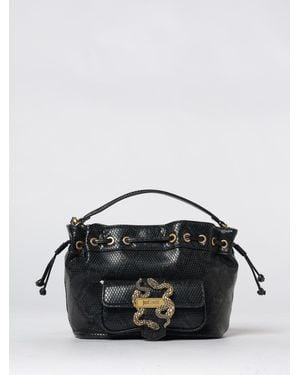 Just Cavalli Bolso De Piel Sintética Con Estampado De Pitón - Negro