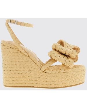 Mach & Mach Sandales Compensées Le Cadeau Bow En Raphia Avec Nœuds - Neutre