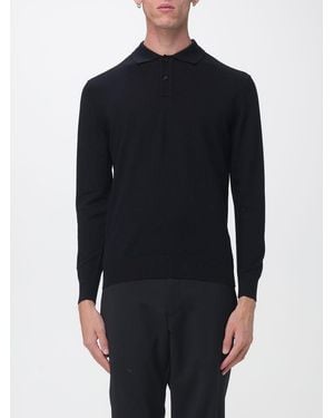Diana Studio Long-Sleeved Knit Cotton Polo With Ribbed Collar - Blue