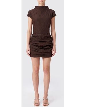Magda Butrym Draped Funnel-Neck Sheath Mini Dress - Brown