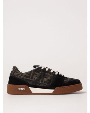 Fendi Low-Top aus Canvas mit Veloursleder in Schwarz