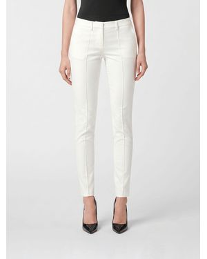 Philipp Plein Mid-Rise Skinny Stretch Cady Pants With Hexagon Logo - White