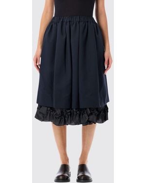 Comme des Garçons Comme Des GarÇ Ons Jupe Midi Évasée En Crêpe Avec Volants Et Taille Haute Élastiquée - Bleu