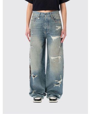 Amiri Vaqueros Anchos De Denim Desgastado - Azul