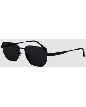 Fendi Irregular Design Metal Sunglasses With Embossed Logo - White