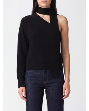 FEDERICA TOSI Asymmetrical One-Shoulder Wool And Cashmere Top With Scarf Neck - Black