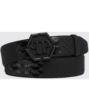 Philipp Plein Python Leather Belt - Black