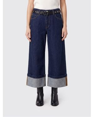 Pinko Jeans Cropped A Gamba Larga - Blu