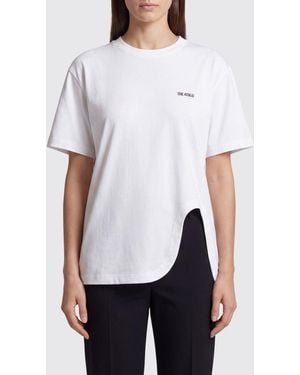 The Attico Contrast Logo Cotton T-Shirt With Asymmetrical Hem - White