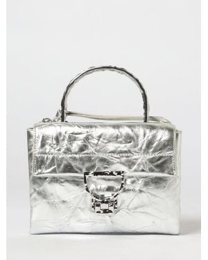 Coccinelle Arlettis Droplet Wrinkled Effect Laminated Leather Bag - Gray