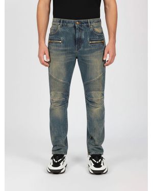 Balmain Cotton Denim Skinny Fit Jeans - Blue