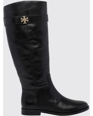 Tory Burch Kniehohe Westernstiefel Aus Kalbsleder Mit Double T-Logo - Schwarz