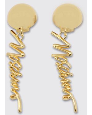 Moschino Metal Earrings With Logo - White