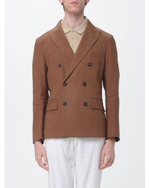 Paolo Pecora Linen And Viscose Double-Breasted Blazer - Brown
