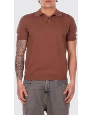 Tagliatore Cotton Knit Polo Shirt - Brown